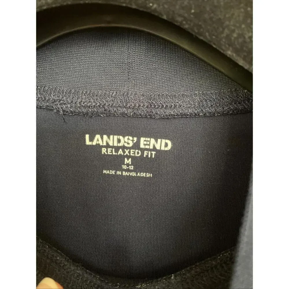 Lands End Sweatshirt Youth M 10-12 Pullover Navy Blue Cotton